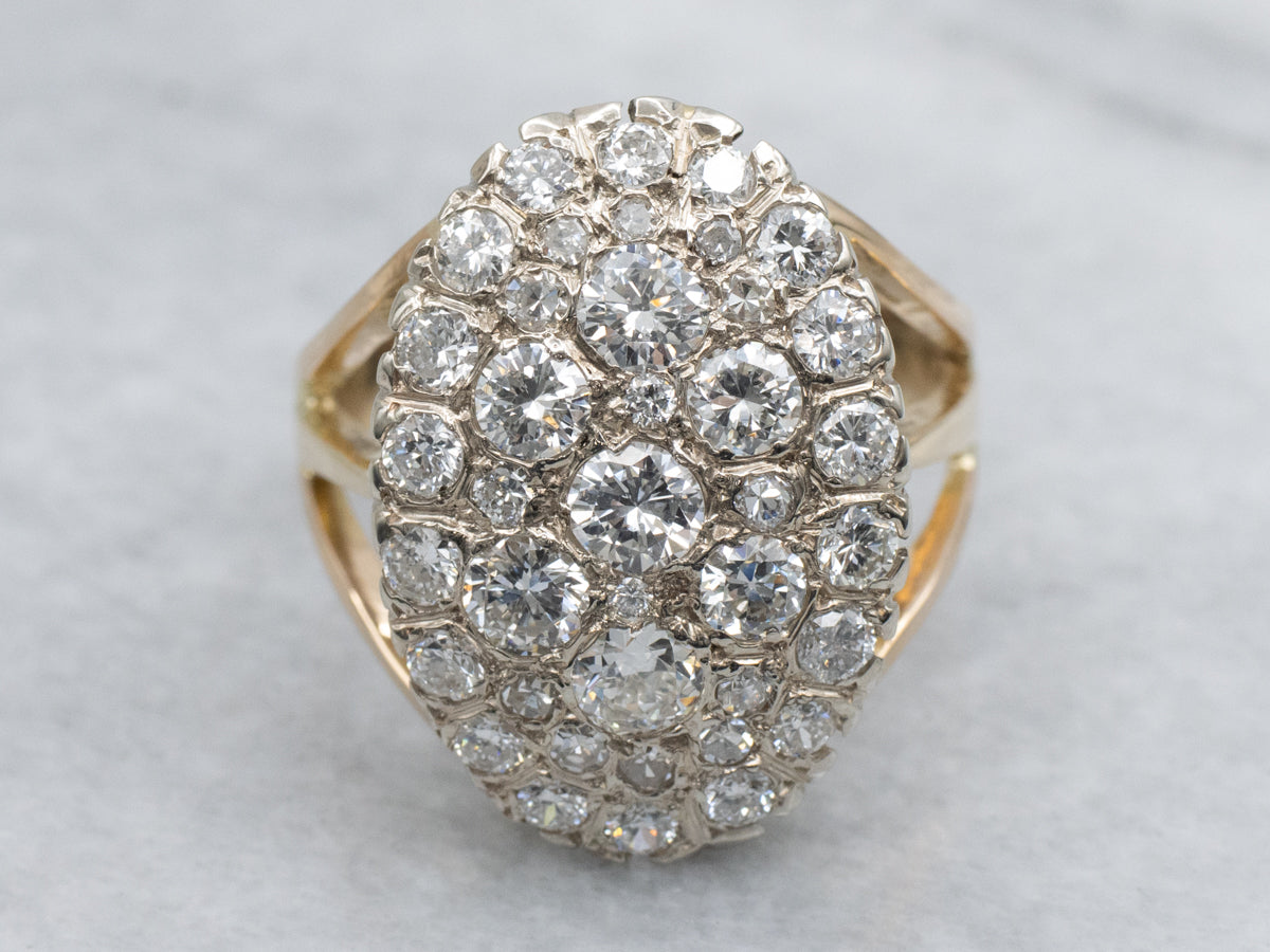 Round-Brilliant Diamond Cluster Cocktail Ring