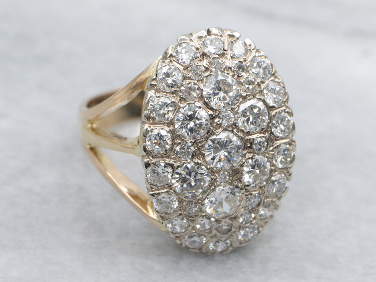 Round-Brilliant Diamond Cluster Cocktail Ring