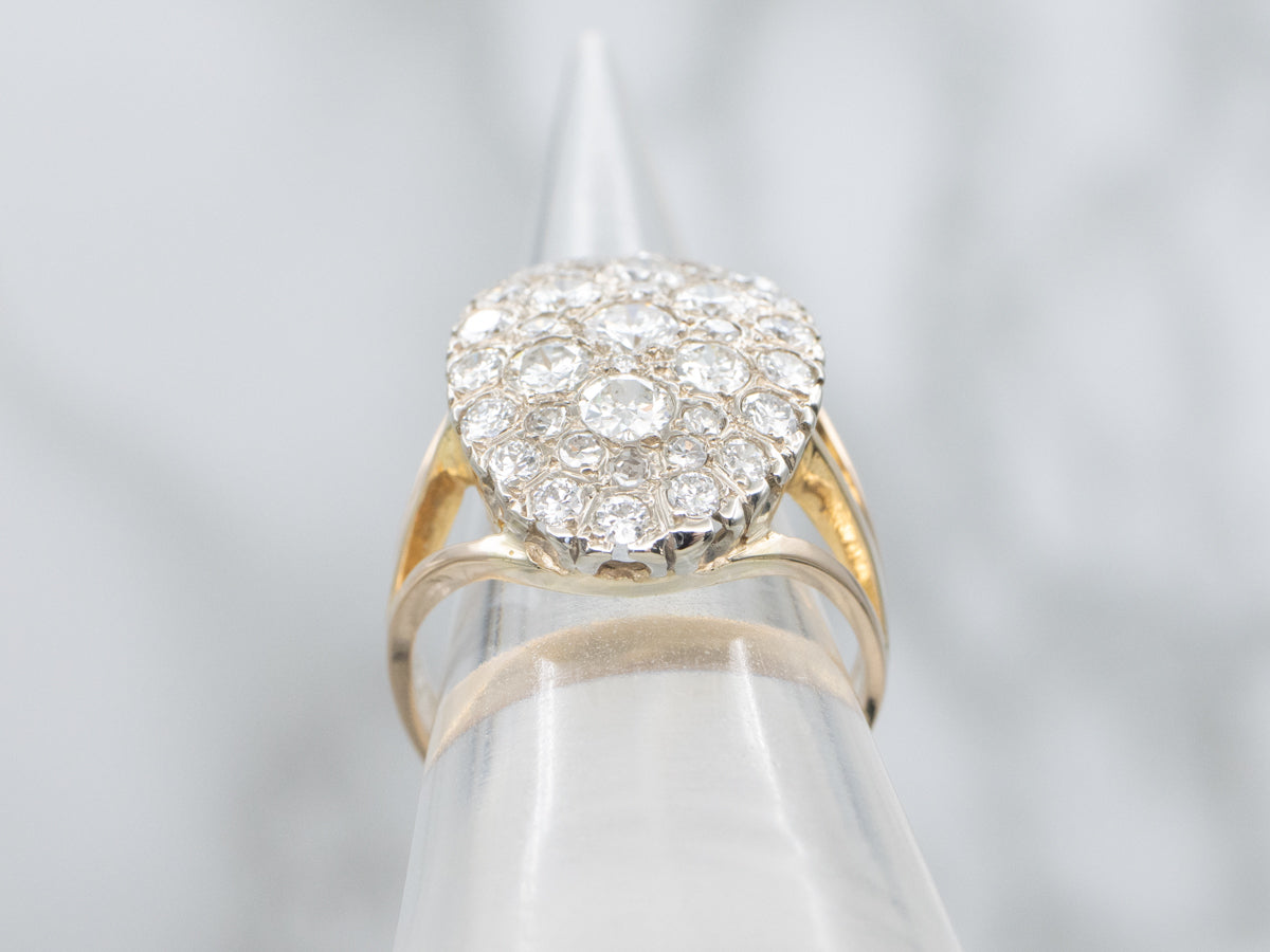 Round-Brilliant Diamond Cluster Cocktail Ring