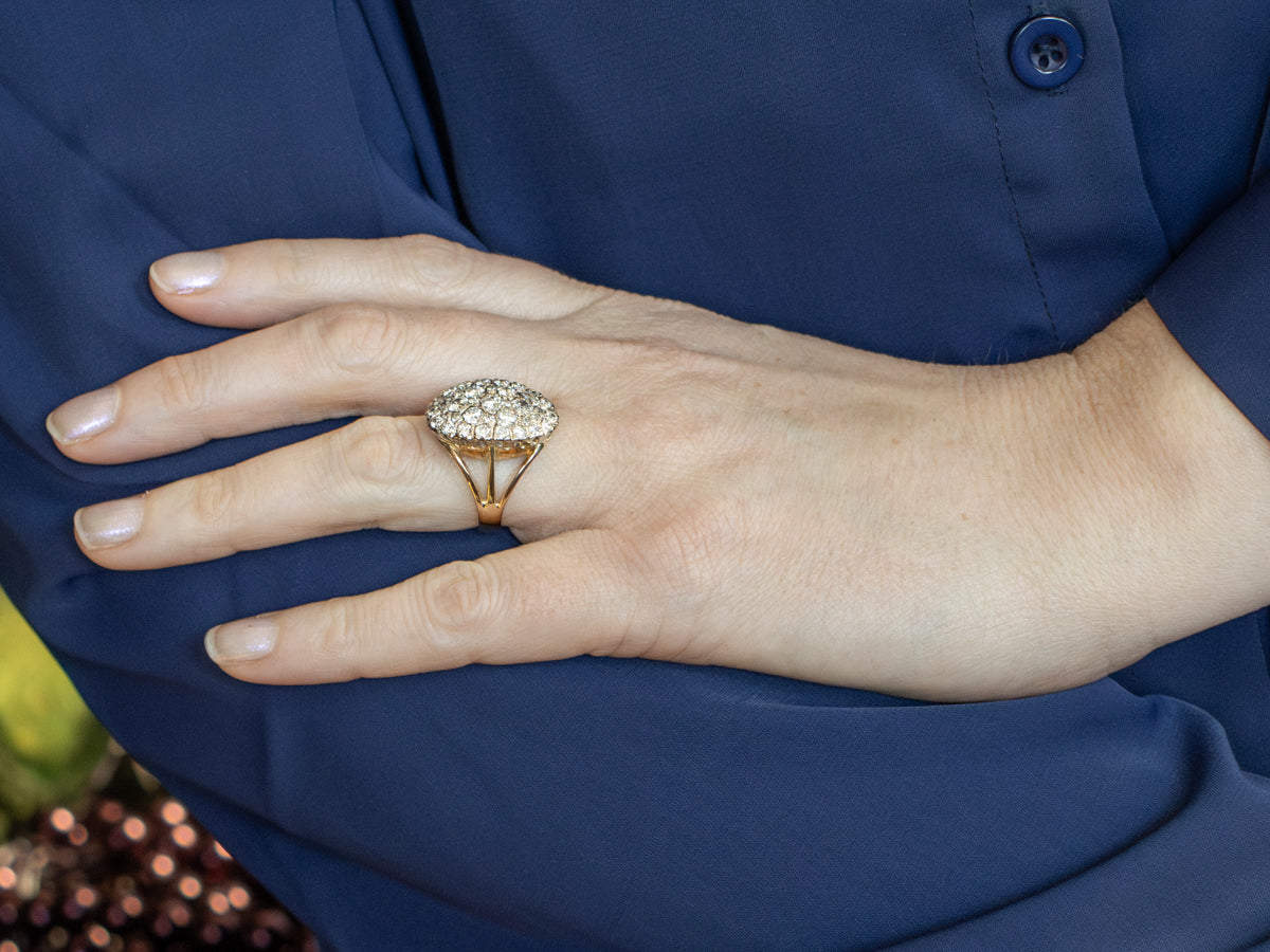 Round-Brilliant Diamond Cluster Cocktail Ring