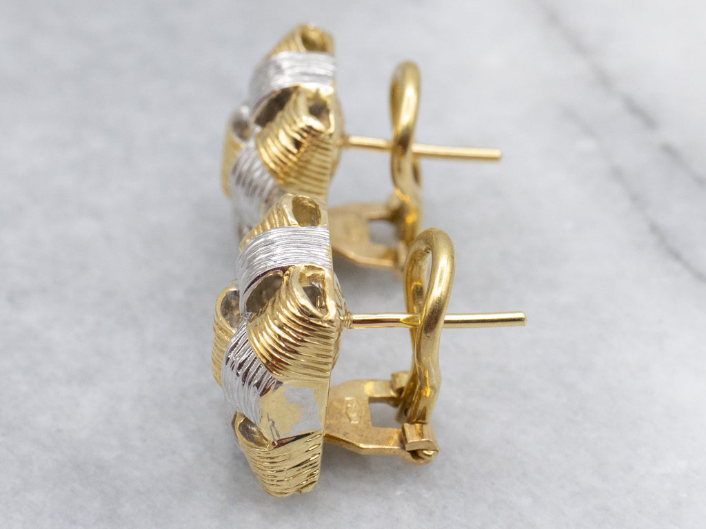 Two-Tone 18-Karat Italian Gold Woven Stud Earrings