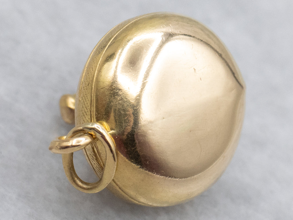 Vintage Yellow Gold Curling Stone Charm Pendant