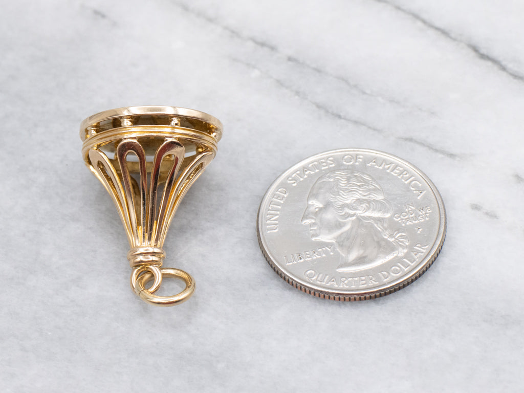 Victorian Gold Engraved Monogram "JW" Fob Pendant
