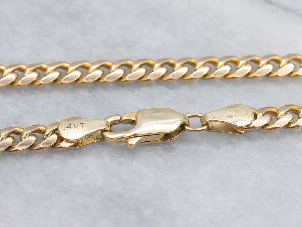Heavy Yellow Gold Curb Chain with Lobster Clasp