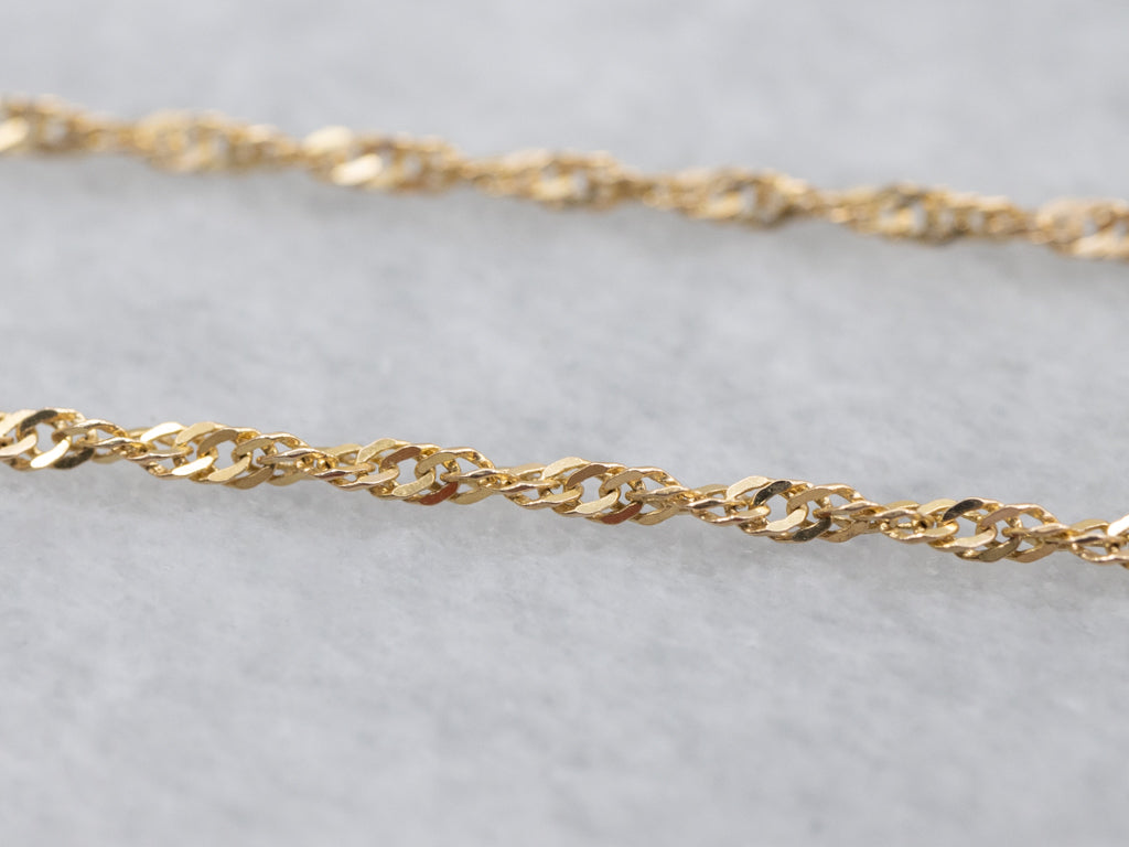 Italian Gold Heart Charm Singapore Station Chain