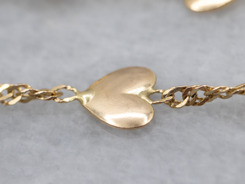 Italian Gold Heart Charm Singapore Station Chain