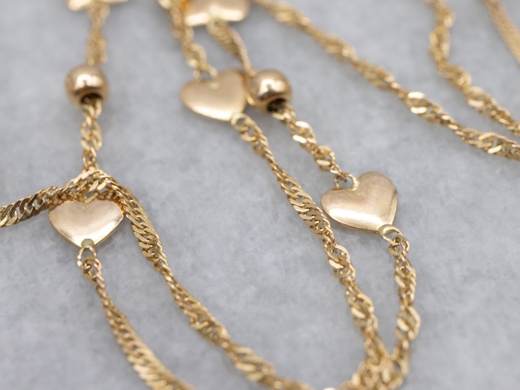 Italian Gold Heart Charm Singapore Station Chain