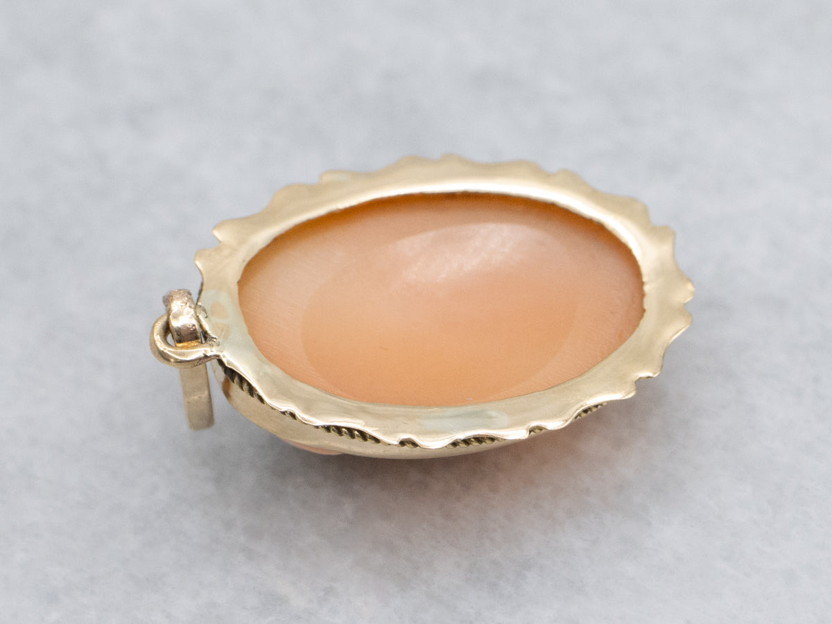 Mid-Century Italian Women Vintage Gold Cameo Pendant
