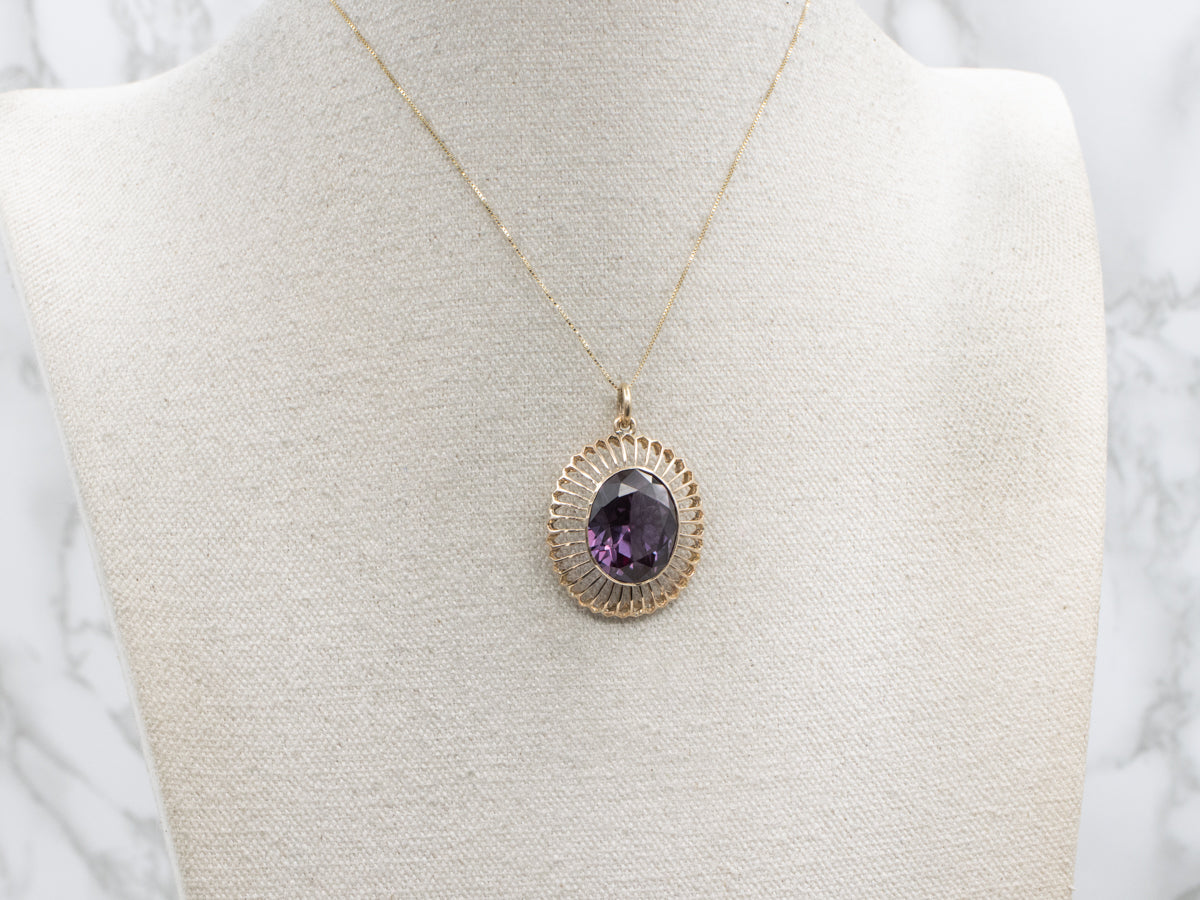 Bezel-Set Synthetic Alexandrite Gold Cocktail Pendant