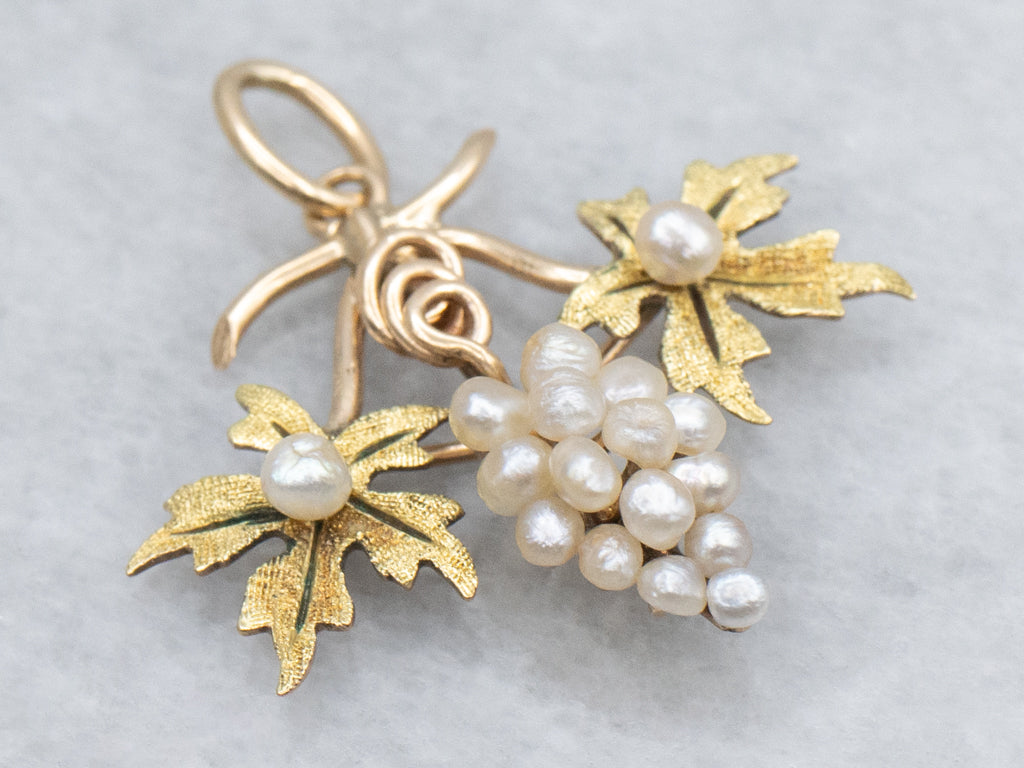 Vintage Gold Pearl Cluster Grape Bunch Pendant