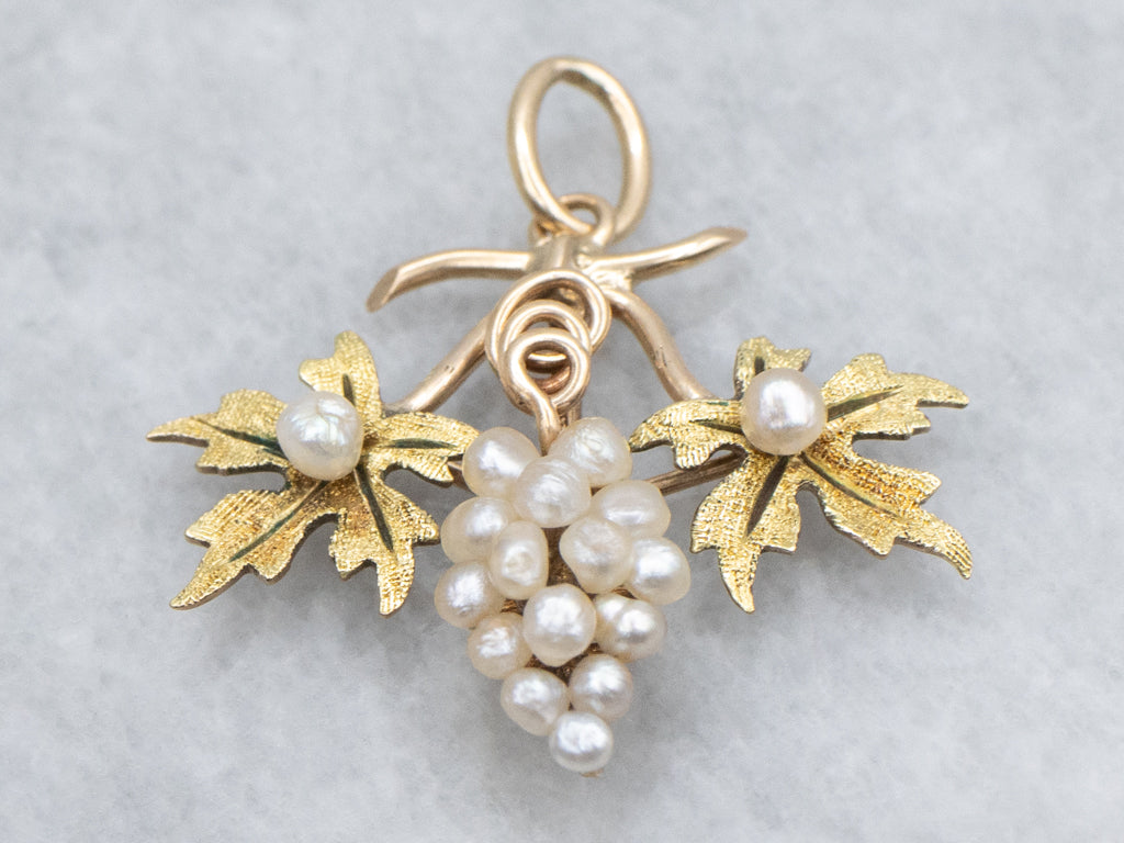 Vintage Gold Pearl Cluster Grape Bunch Pendant