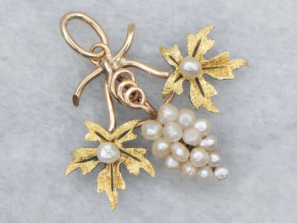 Vintage Gold Pearl Cluster Grape Bunch Pendant