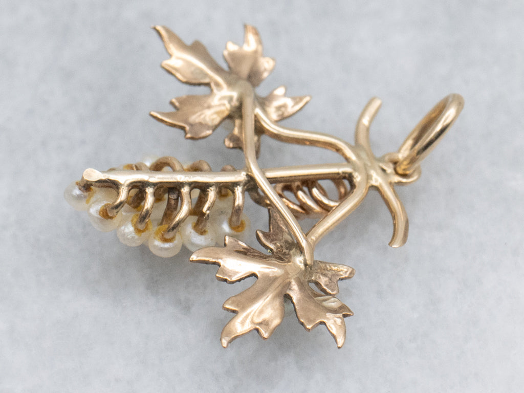 Vintage Gold Pearl Cluster Grape Bunch Pendant