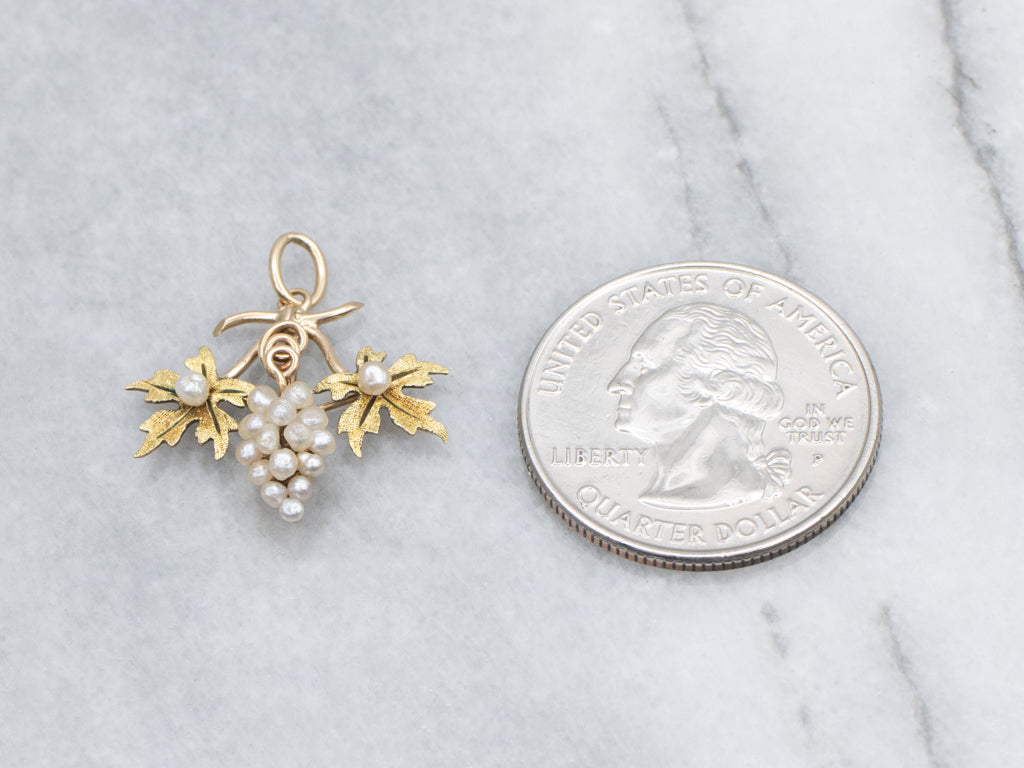 Vintage Gold Pearl Cluster Grape Bunch Pendant