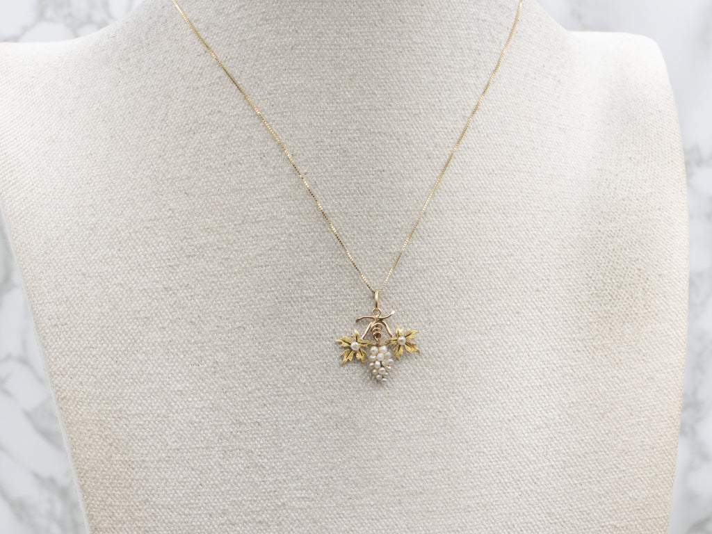 Vintage Gold Pearl Cluster Grape Bunch Pendant