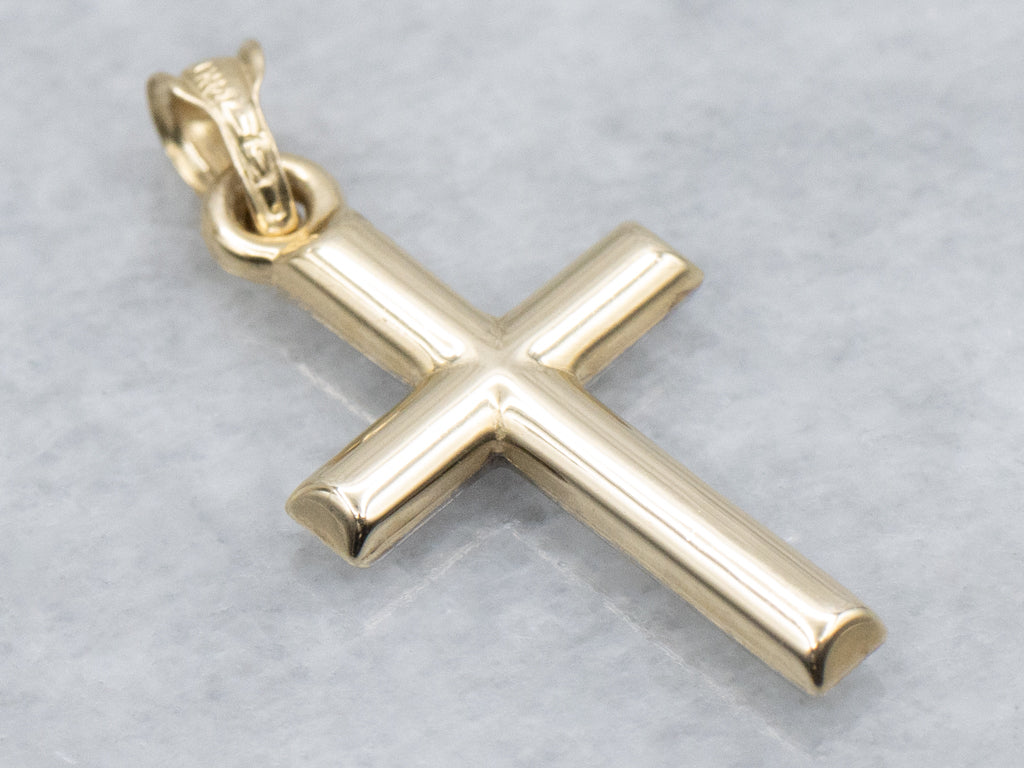 Simple Two-Tone Gold Double-Sided Cross Pendant