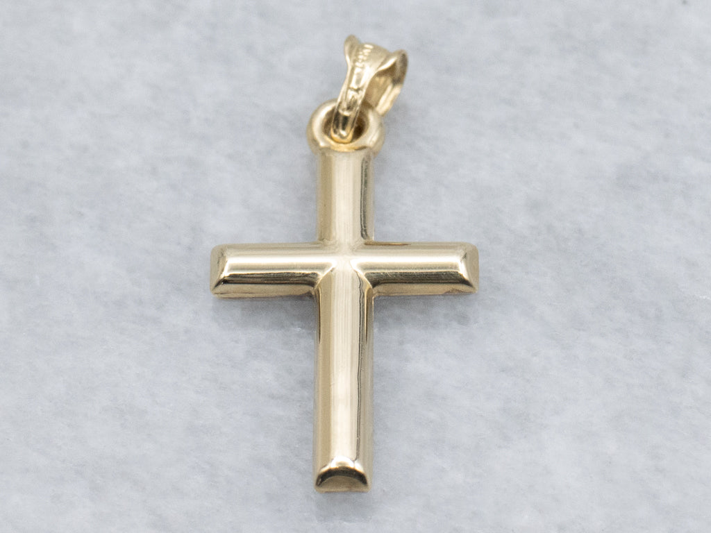 Simple Two-Tone Gold Double-Sided Cross Pendant