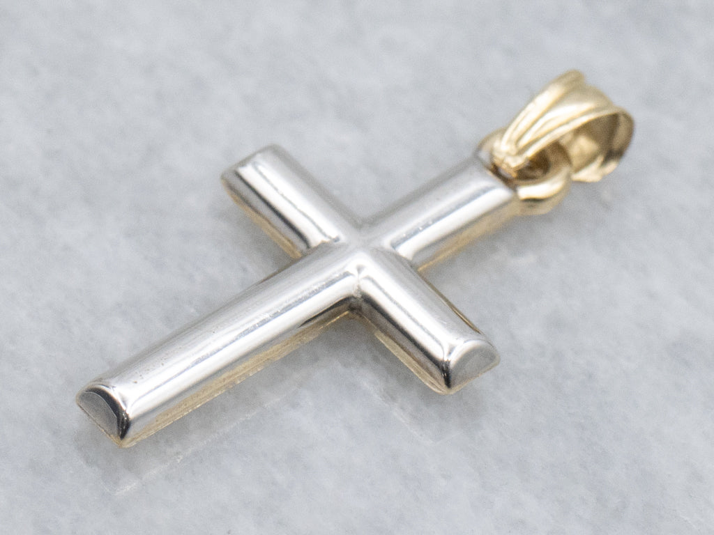 Simple Two-Tone Gold Double-Sided Cross Pendant