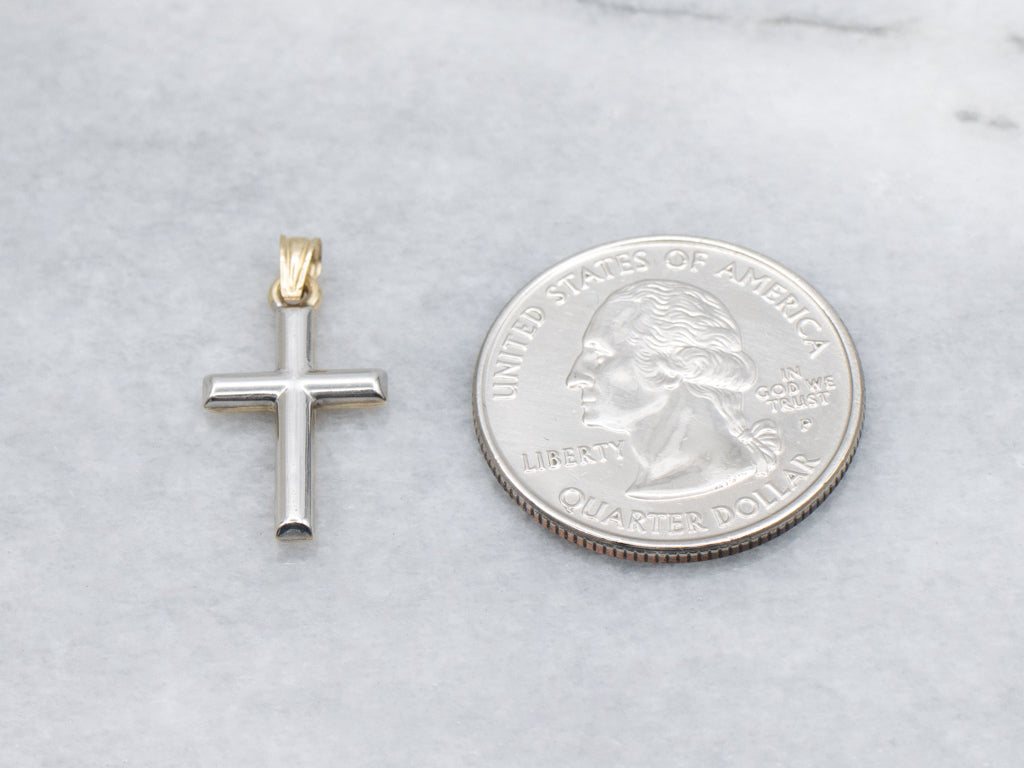 Simple Two-Tone Gold Double-Sided Cross Pendant