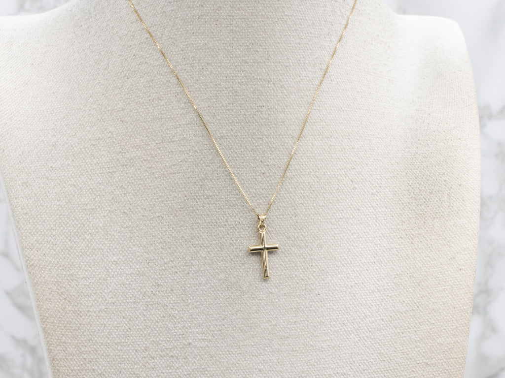 Simple Two-Tone Gold Double-Sided Cross Pendant