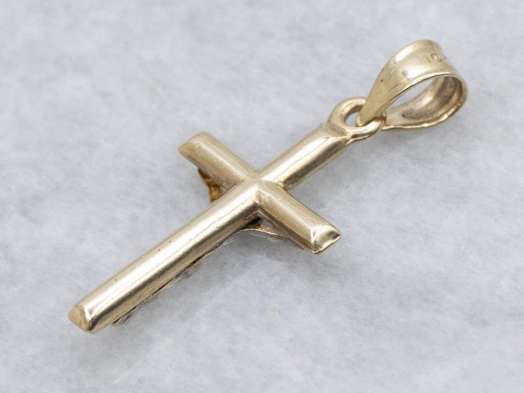 Small Two-Tone Gold Crucifix Pendant