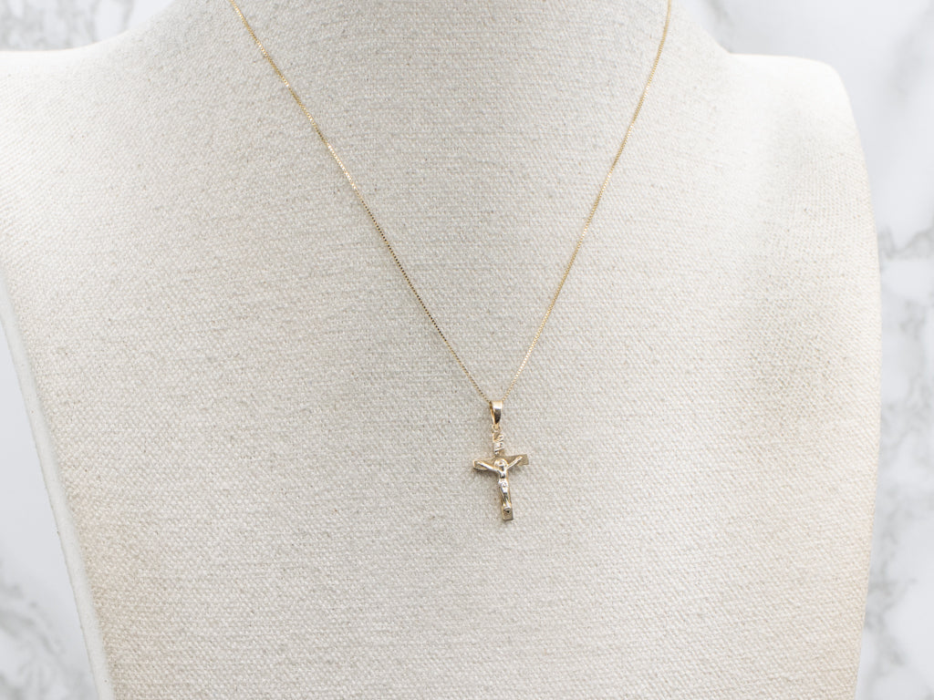 Small Two-Tone Gold Crucifix Pendant