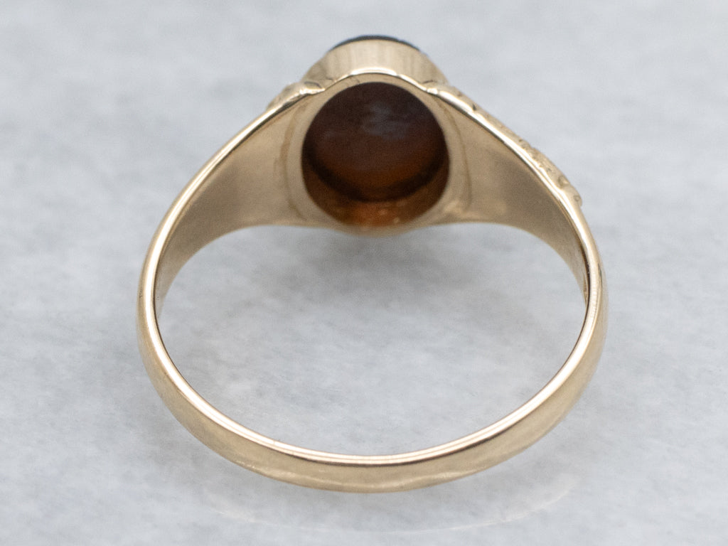 Victorian Era Sardonyx Intaglio Roman Centenarian Ring