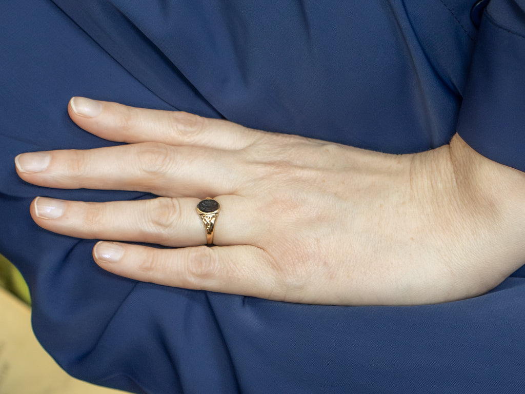 Victorian Era Sardonyx Intaglio Roman Centenarian Ring