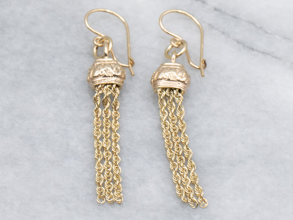 Mix-Era Gold Tassel Drop Earrings