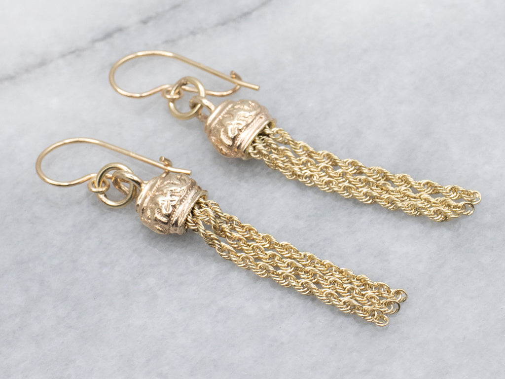 Mix-Era Gold Tassel Drop Earrings