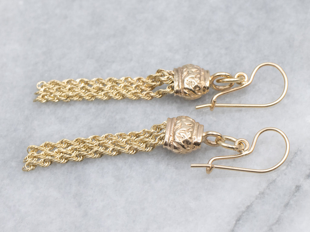 Mix-Era Gold Tassel Drop Earrings