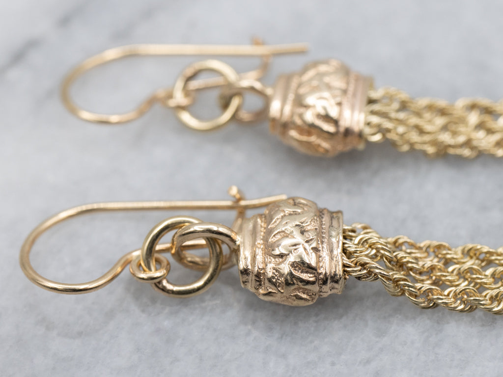 Mix-Era Gold Tassel Drop Earrings