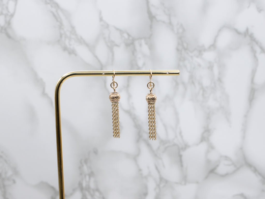 Mix-Era Gold Tassel Drop Earrings