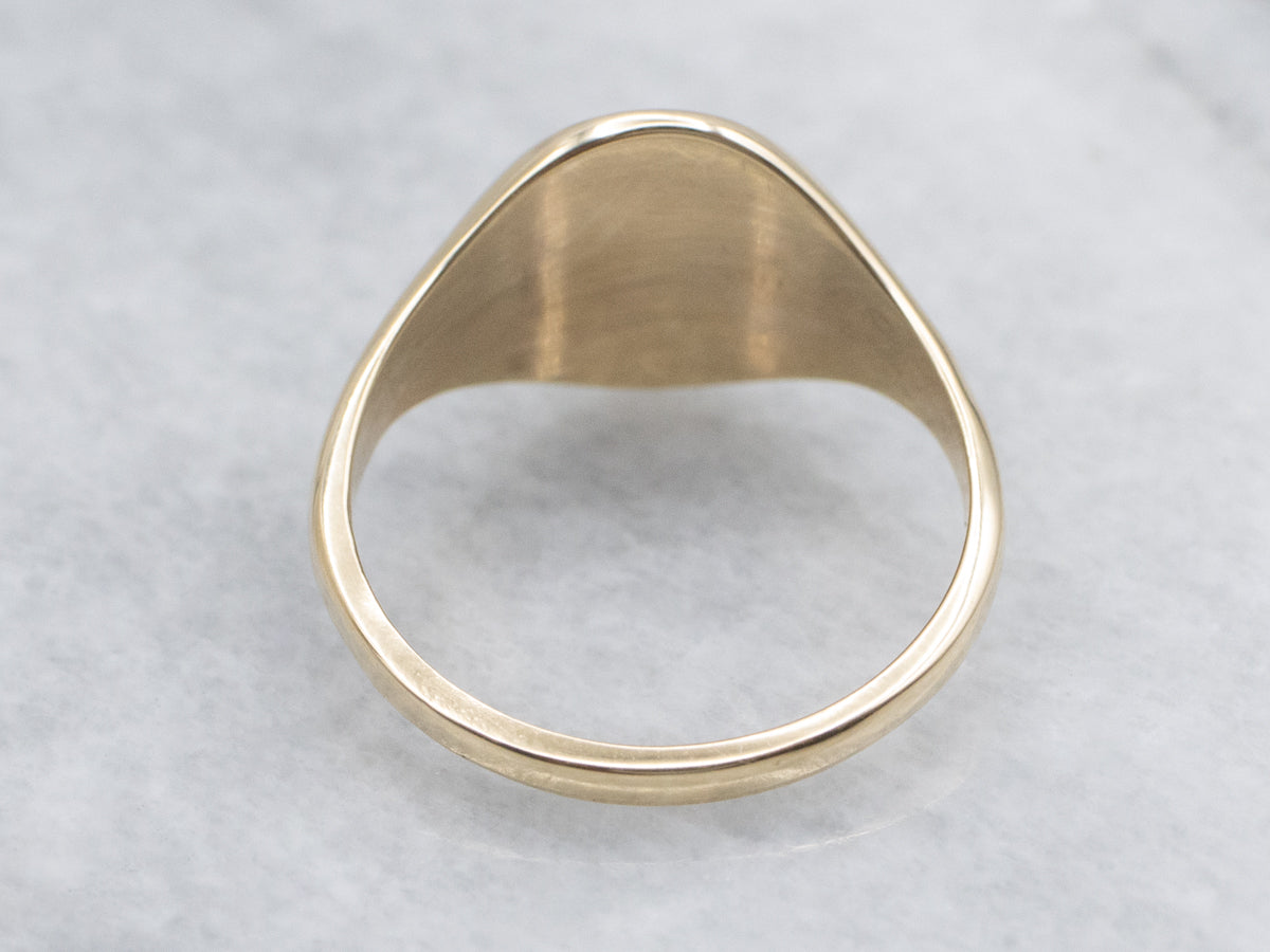 Plain Polished Gold Oval Top Signet Ring