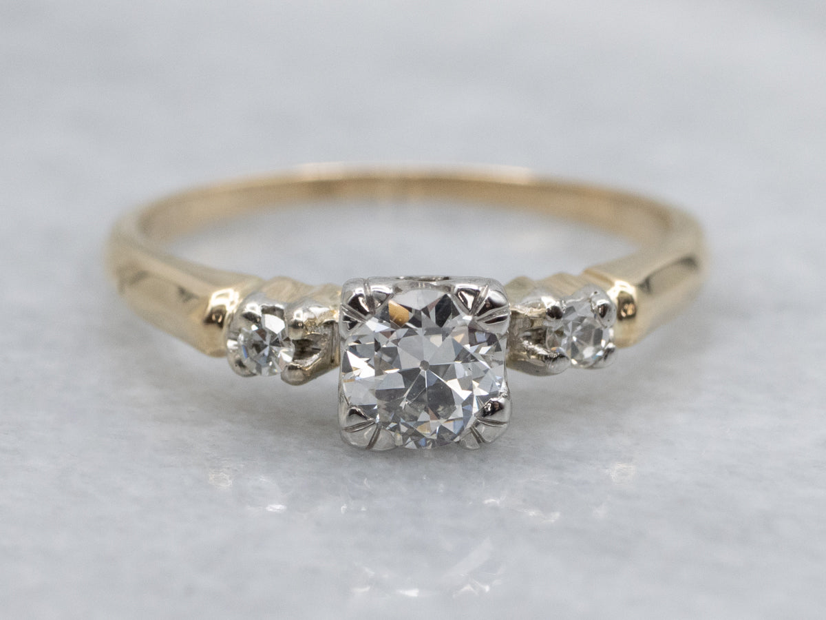 Vintage Three Stone Diamond Engagement Ring
