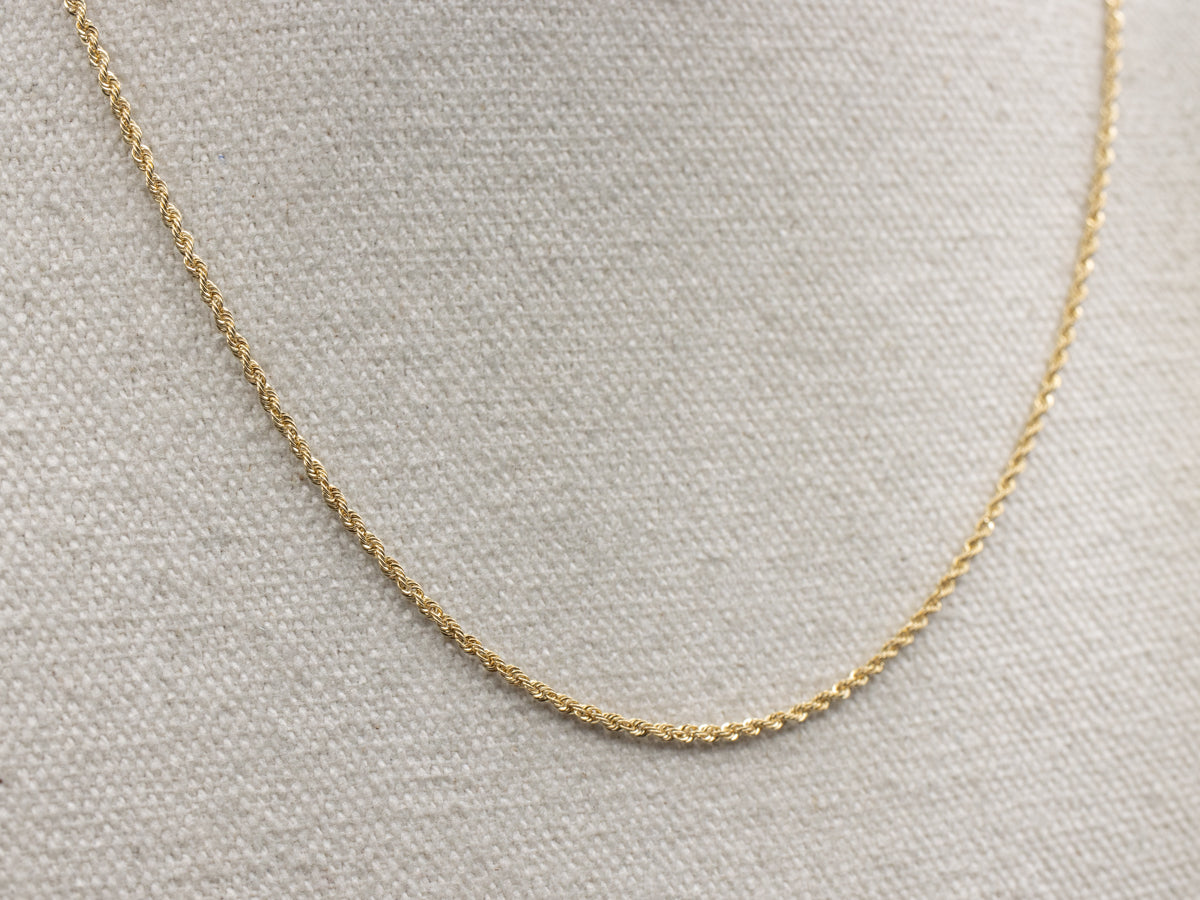 Yellow Gold Rope Twist Chain with Barrel Clasp