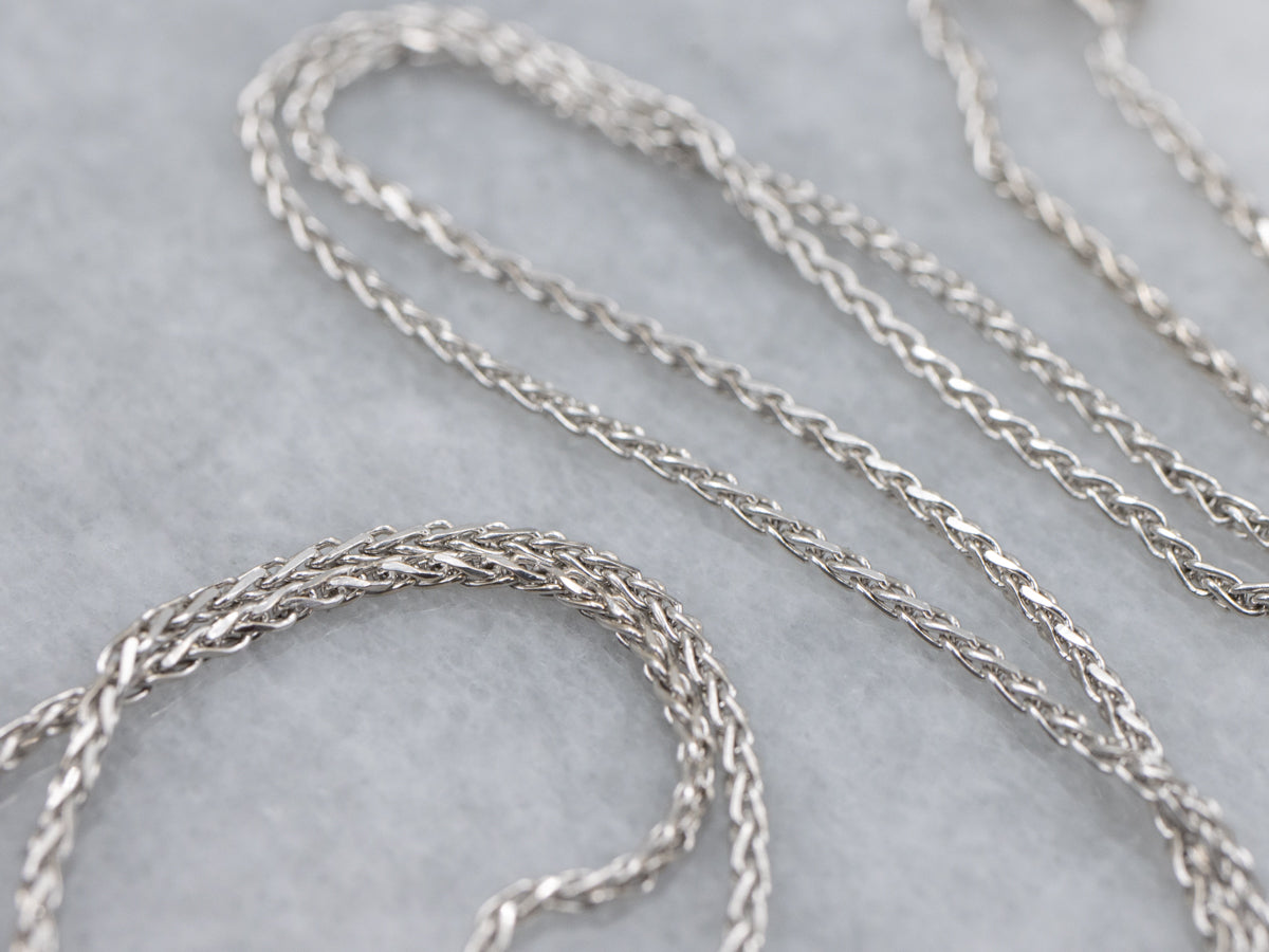 Italian 14-Karat White Gold Wheat-Link Chain
