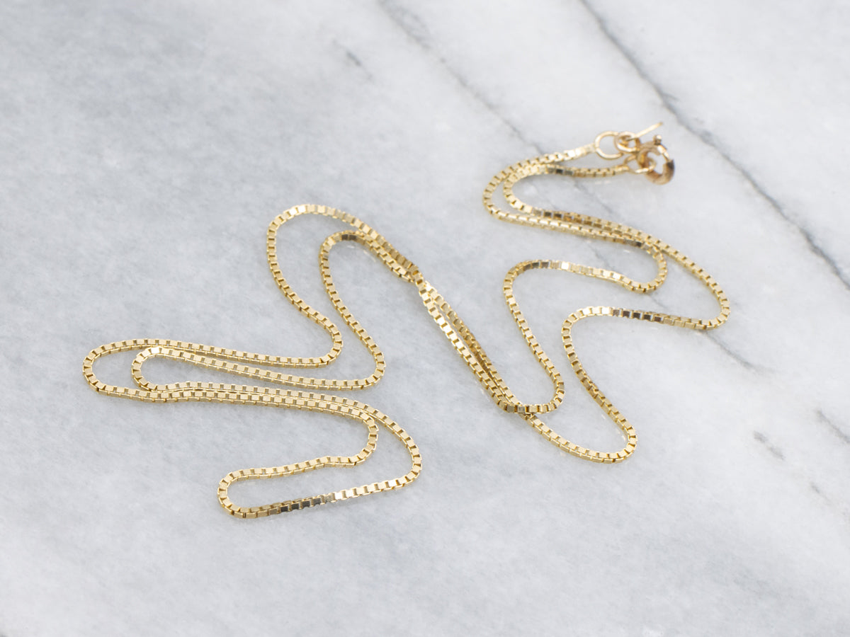Polished Italian Yellow Gold Box Chain