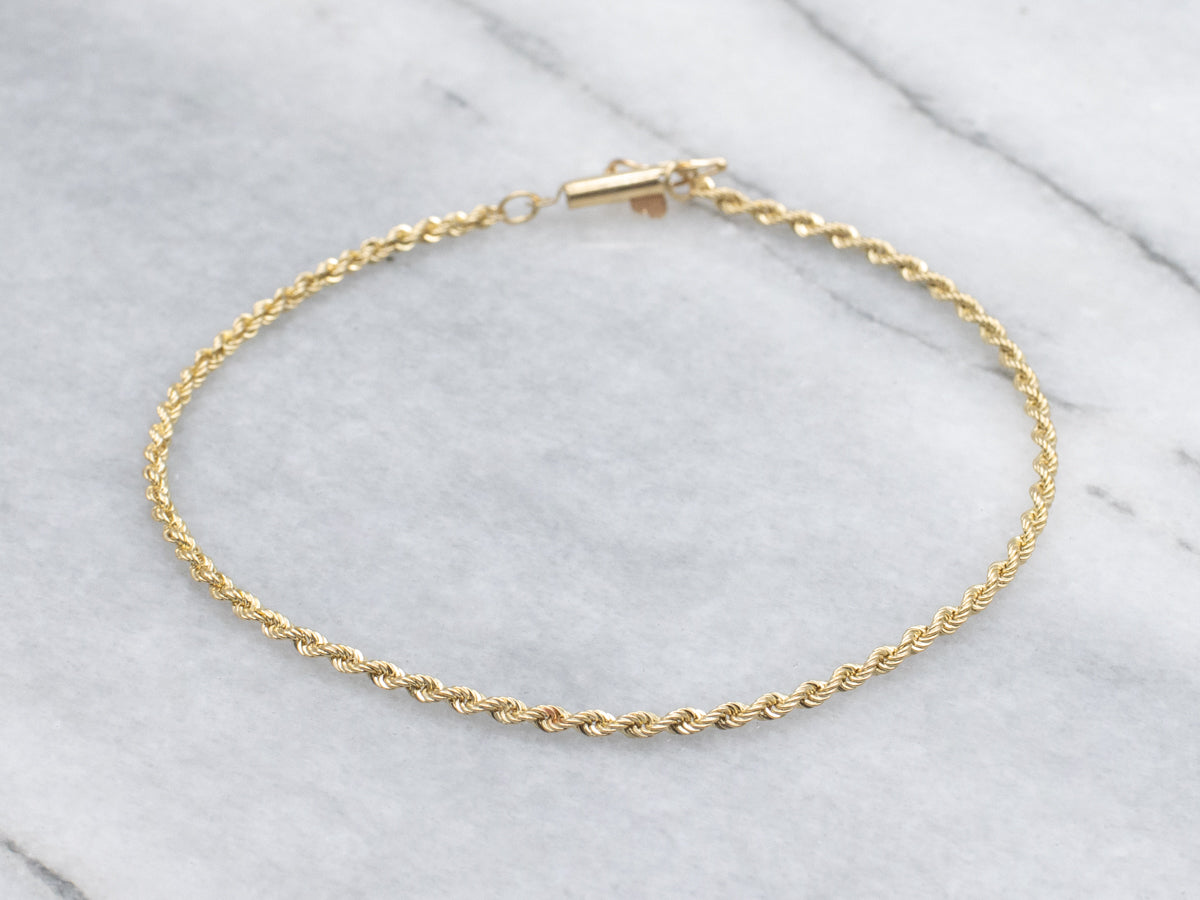Twisting Yellow Gold Rope-Link Bracelet
