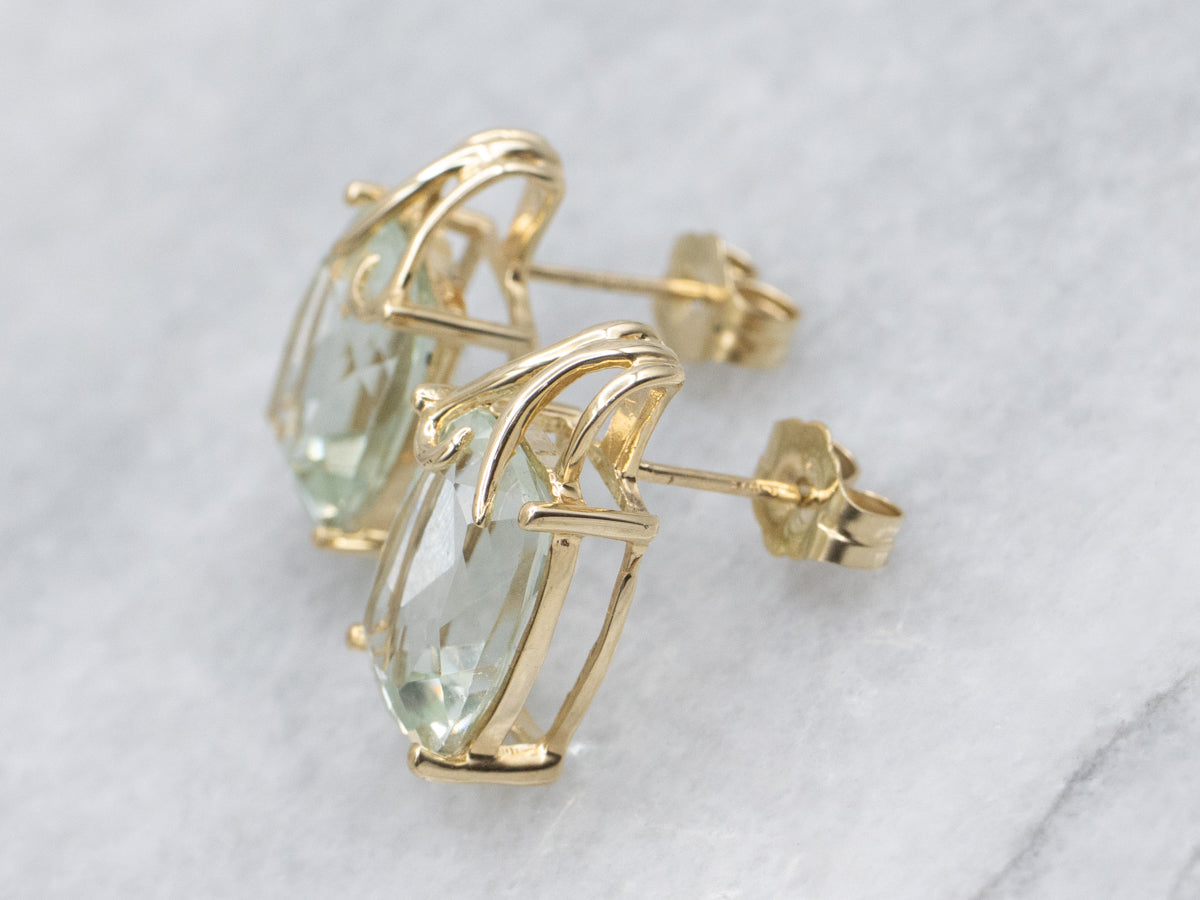 Cushion-Cut Prasiolite Quartz Stud Earrings