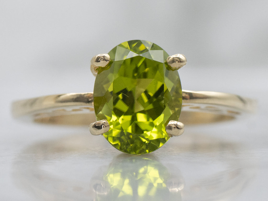 Yellow Gold Peridot Solitaire Ring