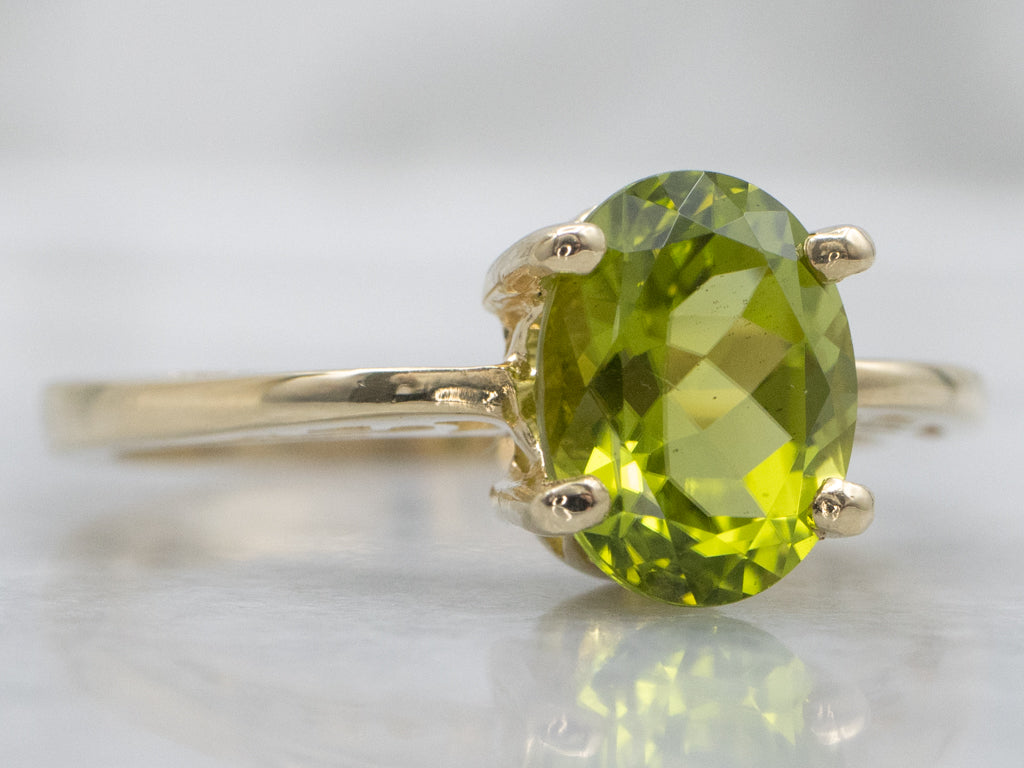 Yellow Gold Peridot Solitaire Ring