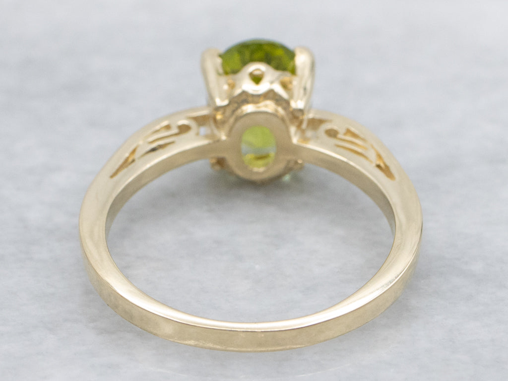 Yellow Gold Peridot Solitaire Ring
