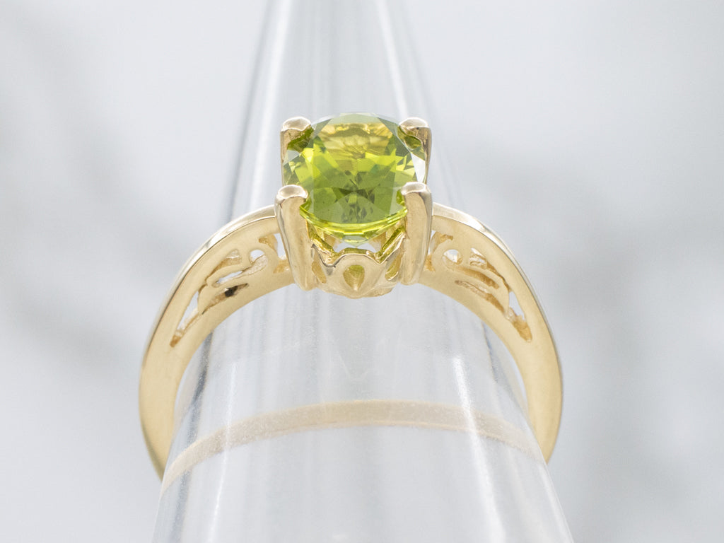 Yellow Gold Peridot Solitaire Ring