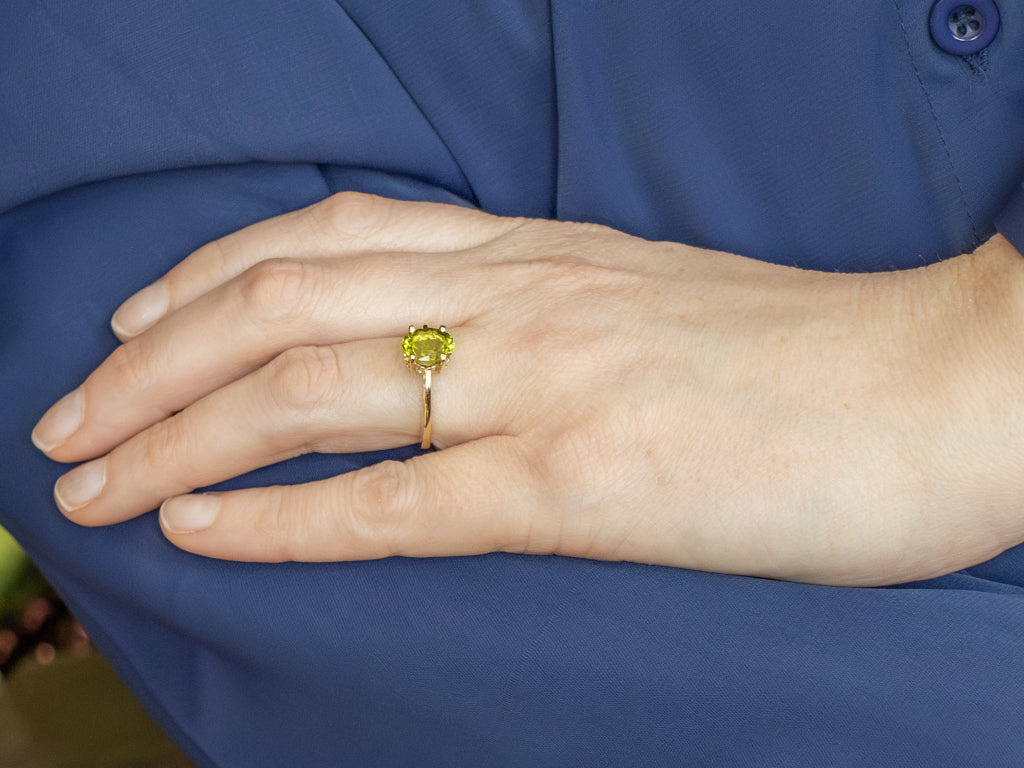 Yellow Gold Peridot Solitaire Ring