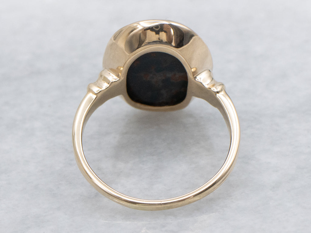 Oval-Cut Bloodstone in Vintage Gold Setting
