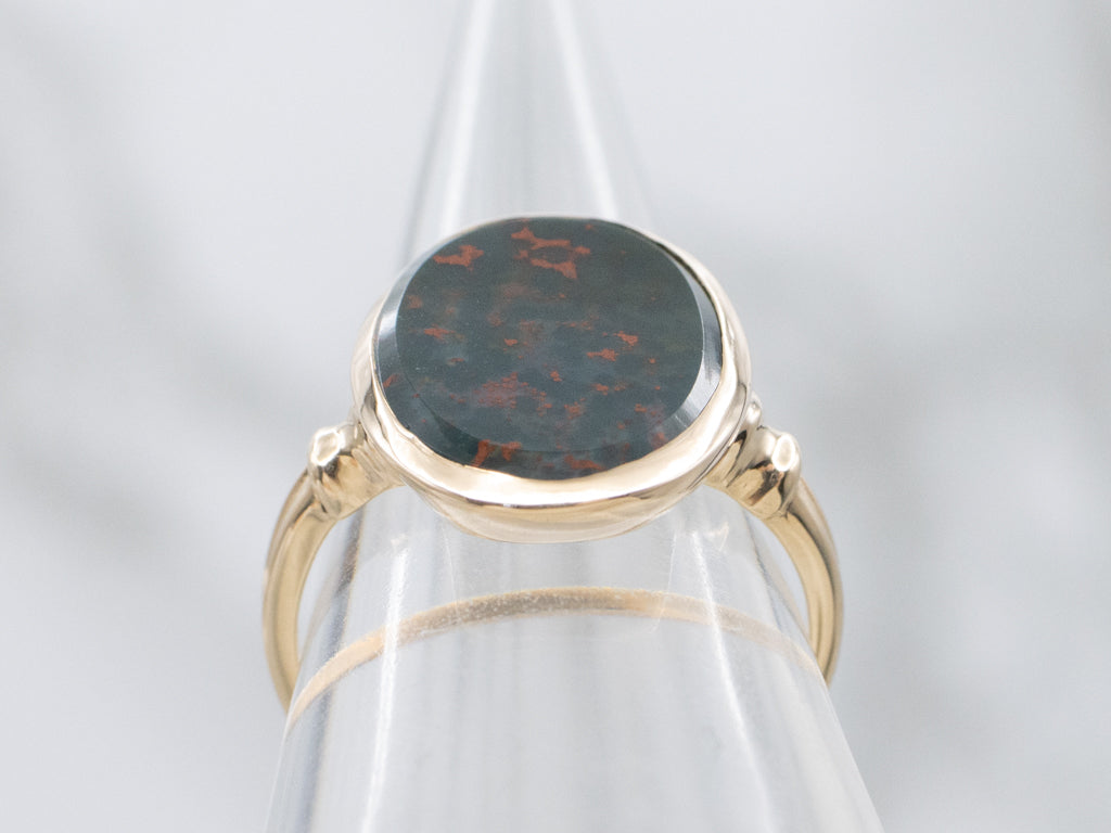 Oval-Cut Bloodstone in Vintage Gold Setting