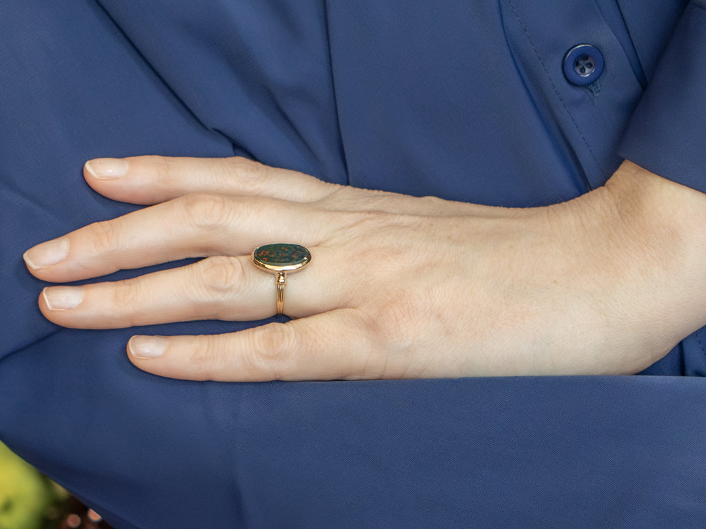 Oval-Cut Bloodstone in Vintage Gold Setting