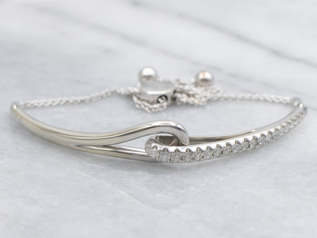 Modern Gold Looping Interlocking Diamond Adjustable Slide Bracelet