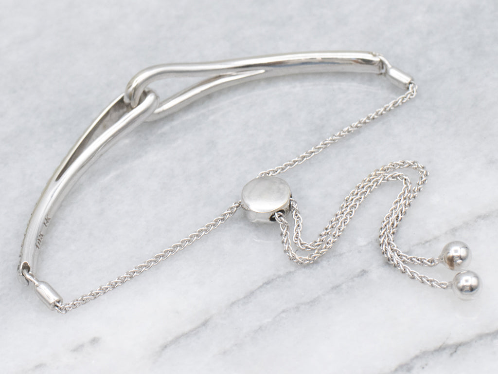 Modern Gold Looping Interlocking Diamond Adjustable Slide Bracelet